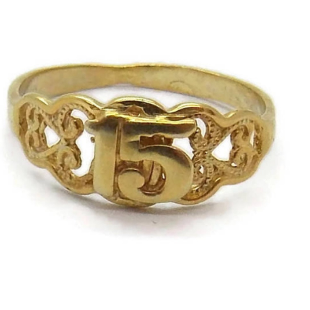 COPY - Ring Girl's Quinceañera 15 Years 14k Yellow Gold. - Picture 2 of 5
